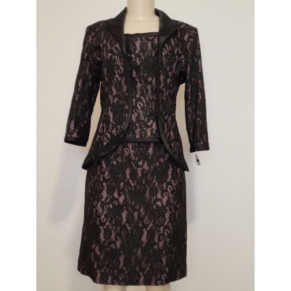 TINA DI MARTINA WOMEN'S 3 PC LACE /GUIPURE SUIT BLAZER/TOP/SKIRT SIZE 12 #869
